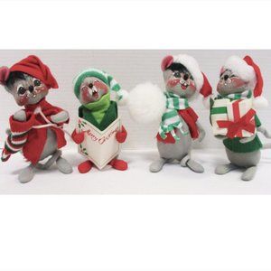 Lot of 4 AnnaLee Vintage Christmas Doll Mice -1991- Excellent Condition -No Tags